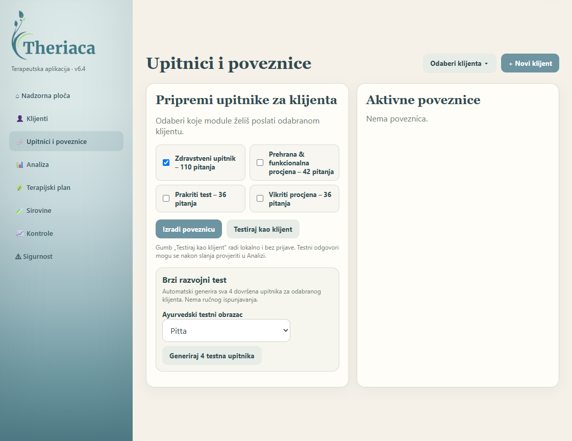 Theriaca - Upitnici i poveznice
